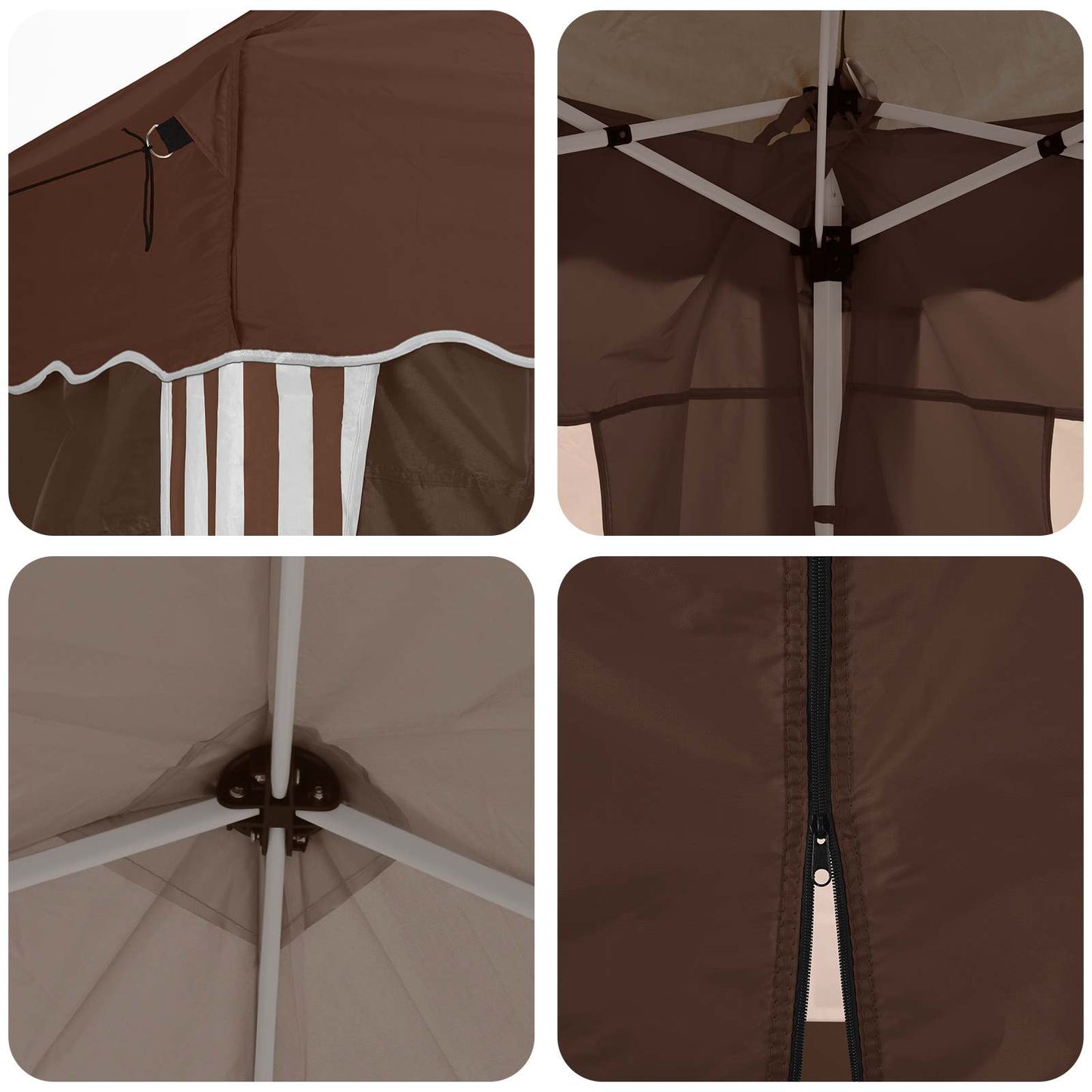 vidaXL Pop-up Party Tent 288 x 288 x 245 cm Brown Oxford Fabric - 12815
