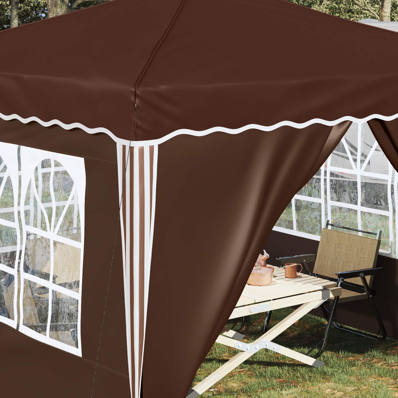 vidaXL Pop-up Party Tent 288 x 288 x 245 cm Brown Oxford Fabric - 12815