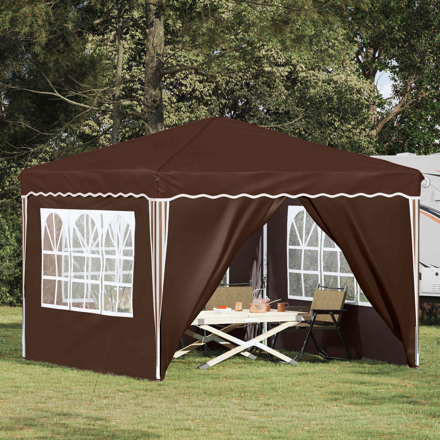 vidaXL Pop-up Party Tent 288 x 288 x 245 cm Brown Oxford Fabric - 12815