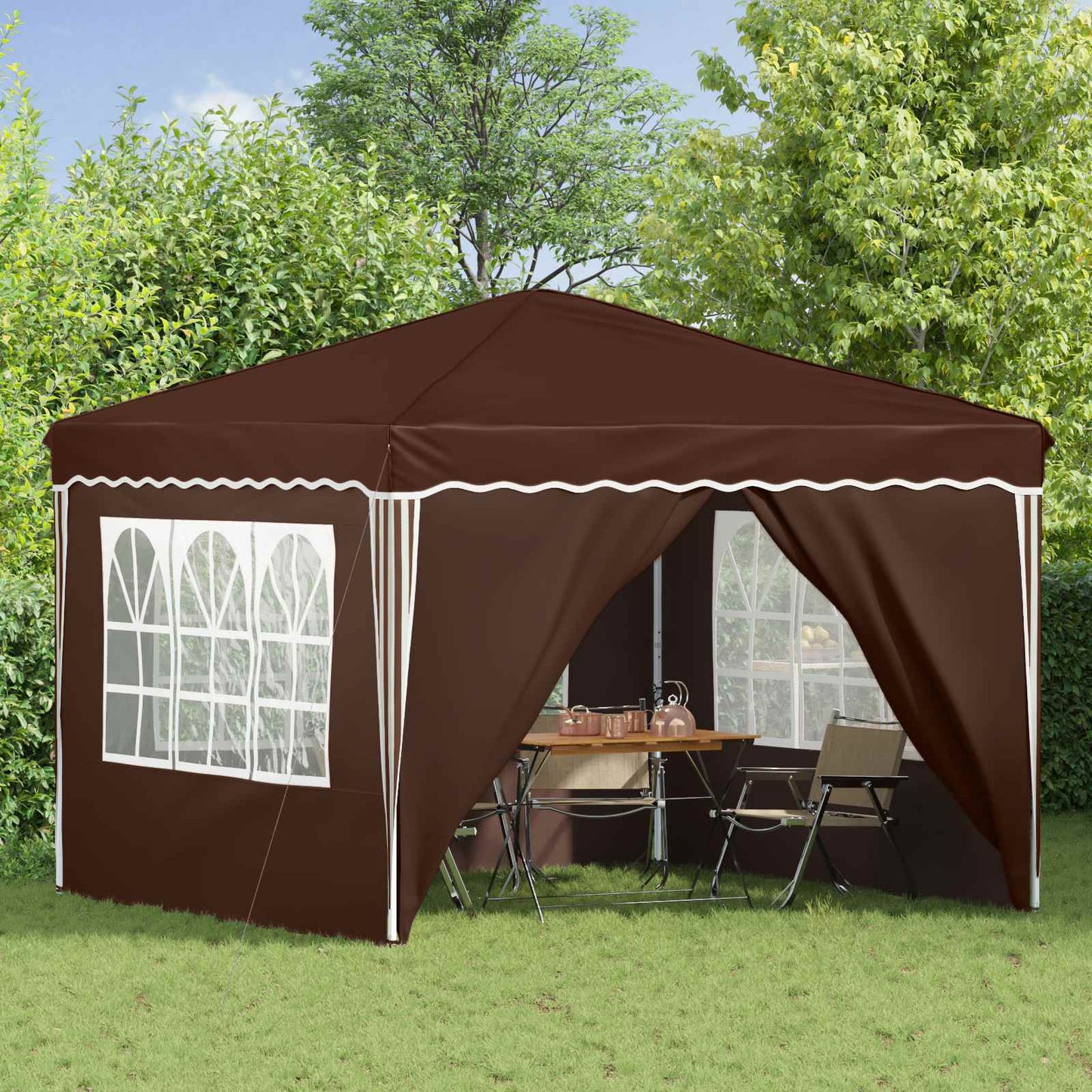 vidaXL Pop-up Party Tent 288 x 288 x 245 cm Brown Oxford Fabric - 12815
