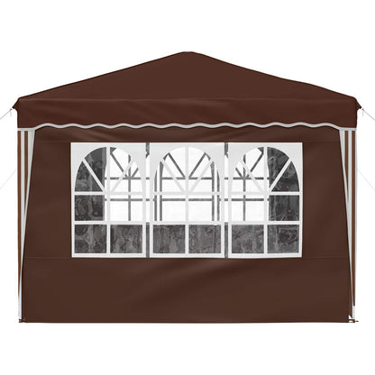 vidaXL Pop-up Party Tent 288 x 288 x 245 cm Brown Oxford Fabric - 12815