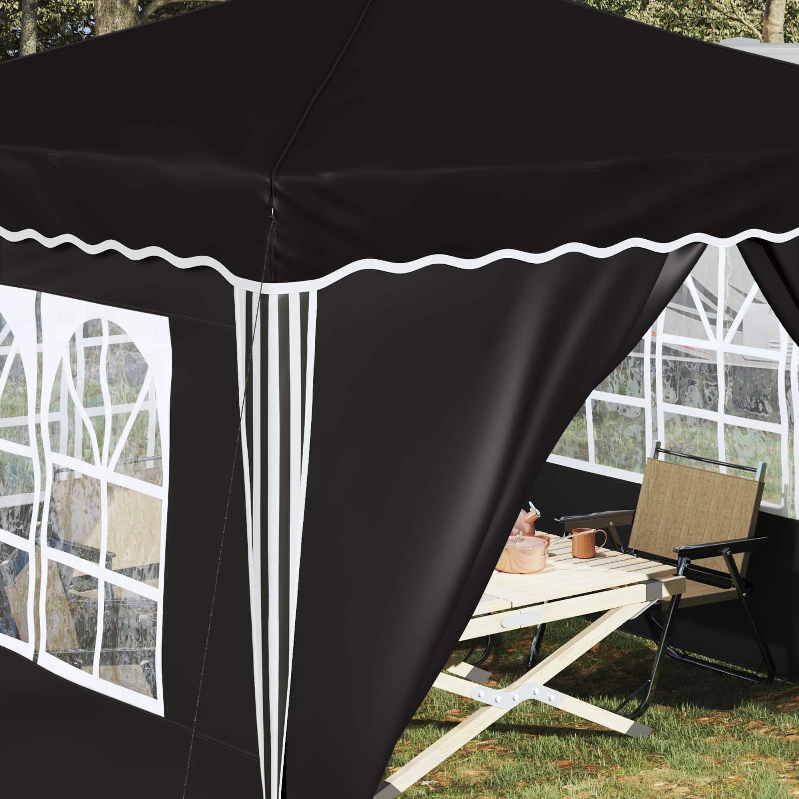 vidaXL Pop-up Party Tent 288 x 288 x 245 cm Black Oxford Fabric - 12825