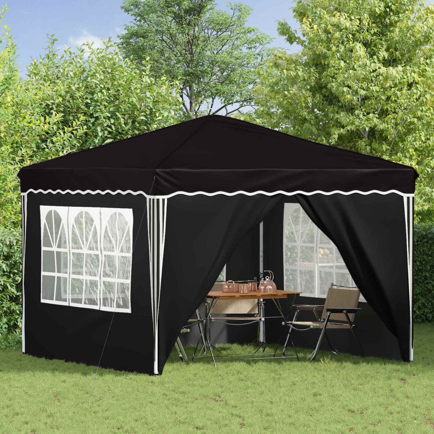 vidaXL Pop-up Party Tent 288 x 288 x 245 cm Black Oxford Fabric - 12825