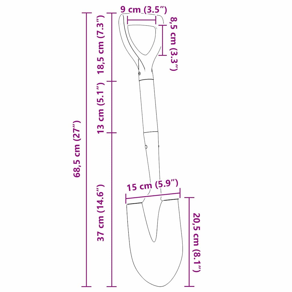 vidaXL Shovel Black 68.5 cm Power Coated Steel and Solid Wood