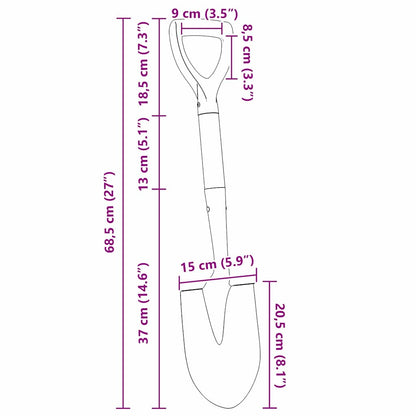 vidaXL Shovel Black 68.5 cm Power Coated Steel and Solid Wood