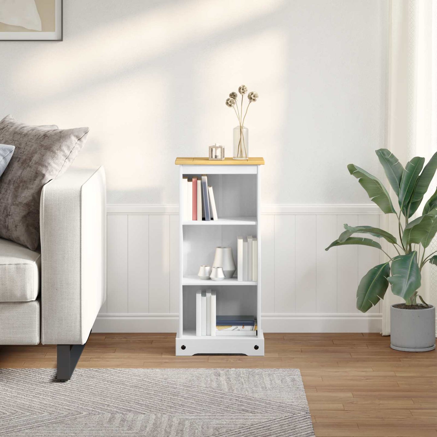 vidaXL Bookcase 46 x 29 x 100 cm Solid Pine Wood White