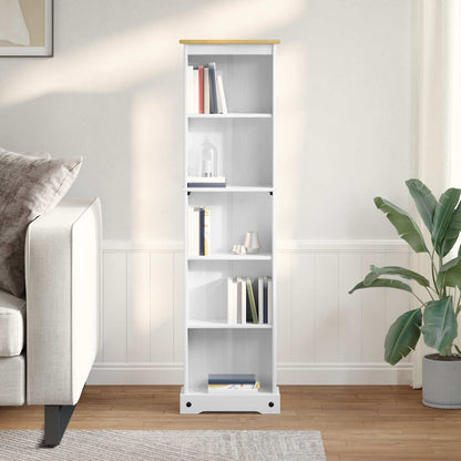 vidaXL Bookcase 46 x 20 x 170 cm Solid Pine Wood White