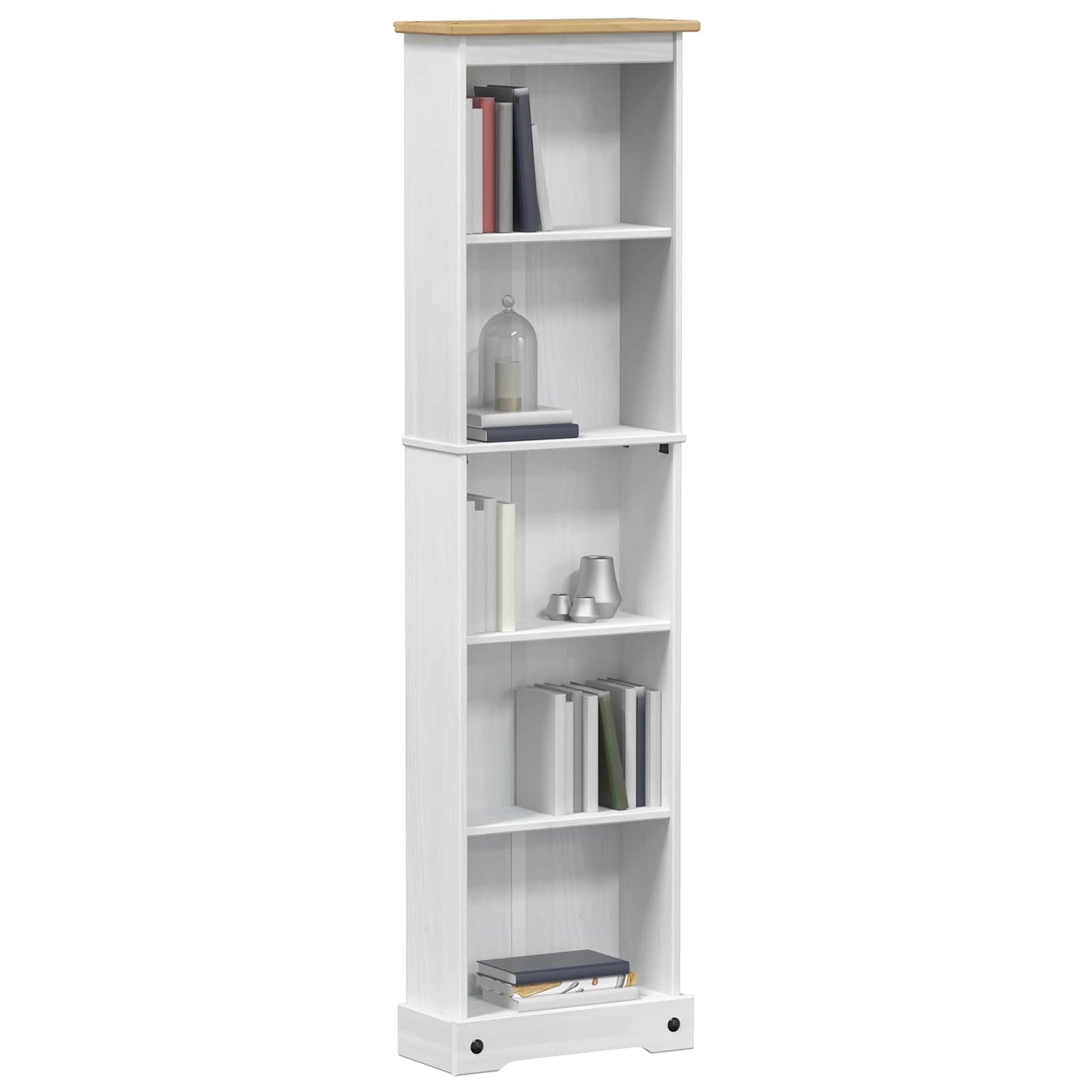 vidaXL Bookcase 46 x 20 x 170 cm Solid Pine Wood White