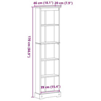 vidaXL Bookcase 46 x 20 x 170 cm Solid Pine Wood White