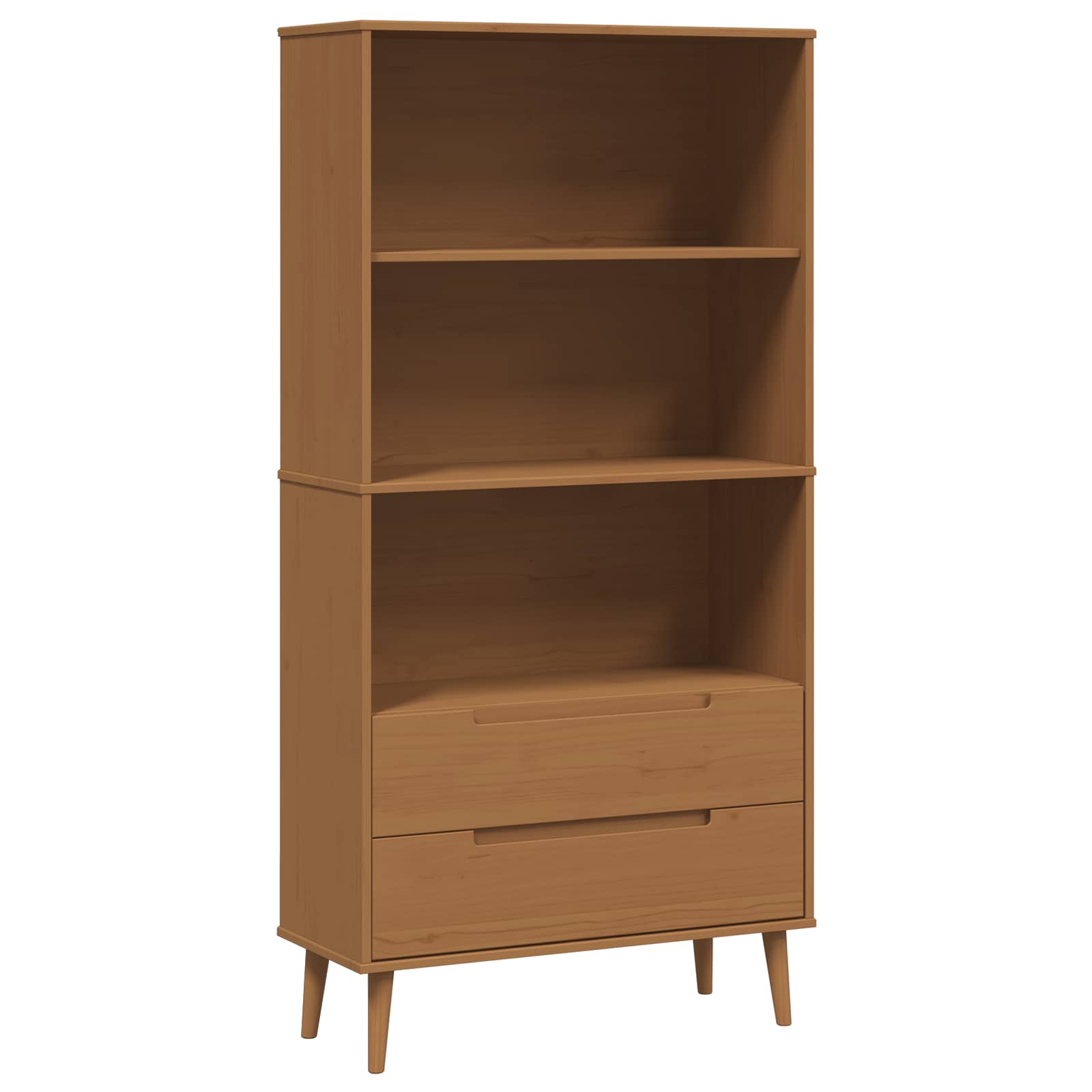 vidaXL Bookcase MOLDE 85 x 35 x 170.5 cm Solid Pine Wood Caramel - Brown