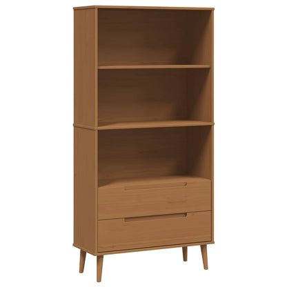 vidaXL Bookcase MOLDE 85 x 35 x 170.5 cm Solid Pine Wood Caramel - Brown