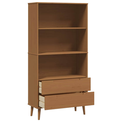 vidaXL Bookcase MOLDE 85 x 35 x 170.5 cm Solid Pine Wood Caramel - Brown