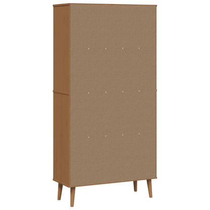 vidaXL Bookcase MOLDE 85 x 35 x 170.5 cm Solid Pine Wood Caramel - Brown