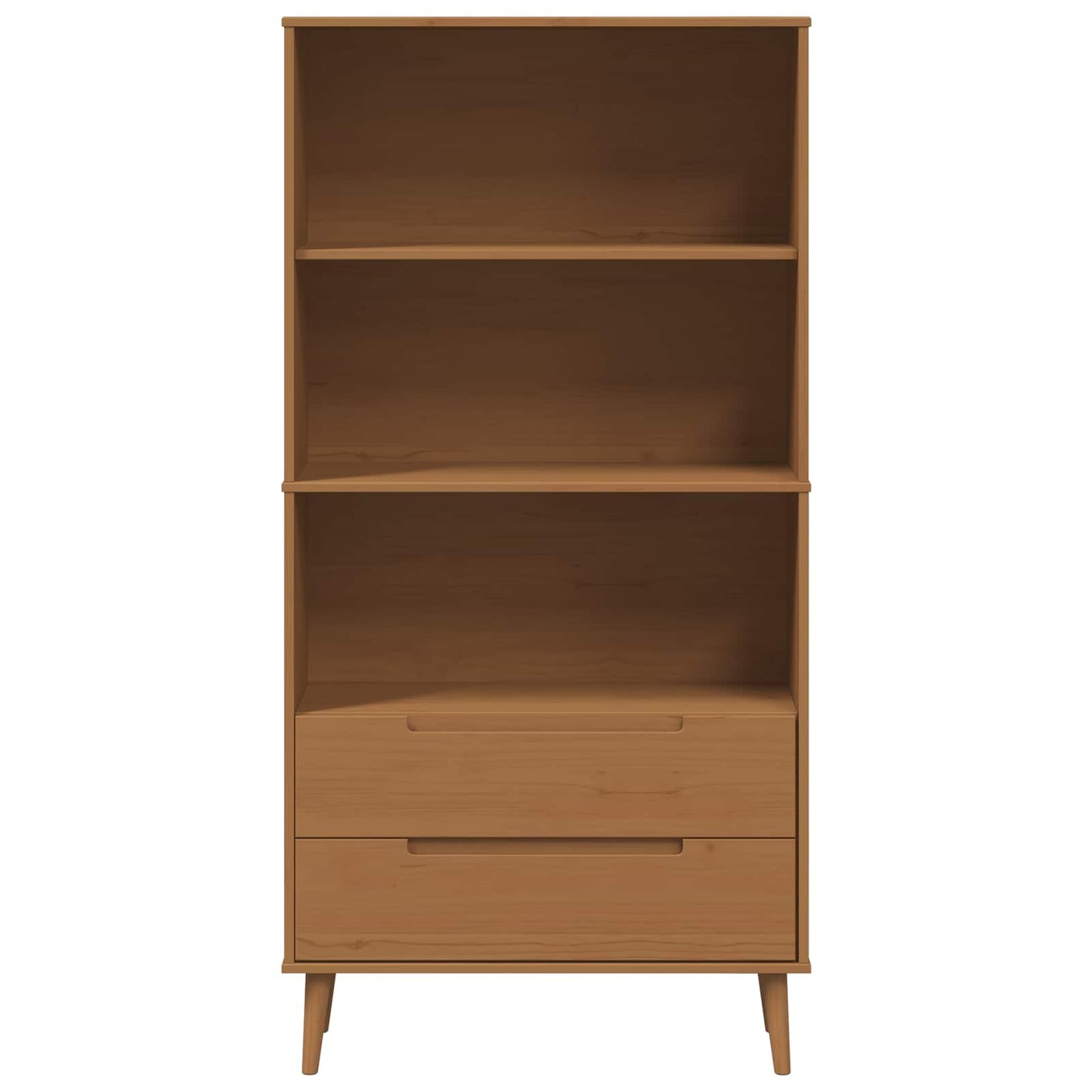 vidaXL Bookcase MOLDE 85 x 35 x 170.5 cm Solid Pine Wood Caramel - Brown
