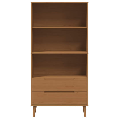 vidaXL Bookcase MOLDE 85 x 35 x 170.5 cm Solid Pine Wood Caramel - Brown