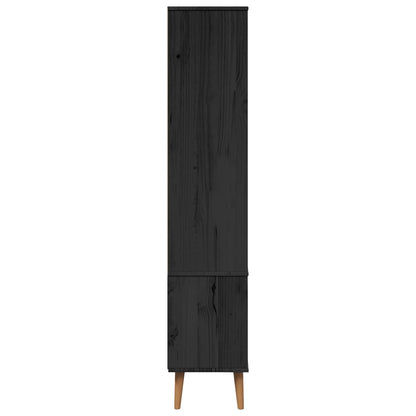 vidaXL Glass Display Cabinet MOLDE 90 x 35 x 175 cm Solid Pine Wood - Black