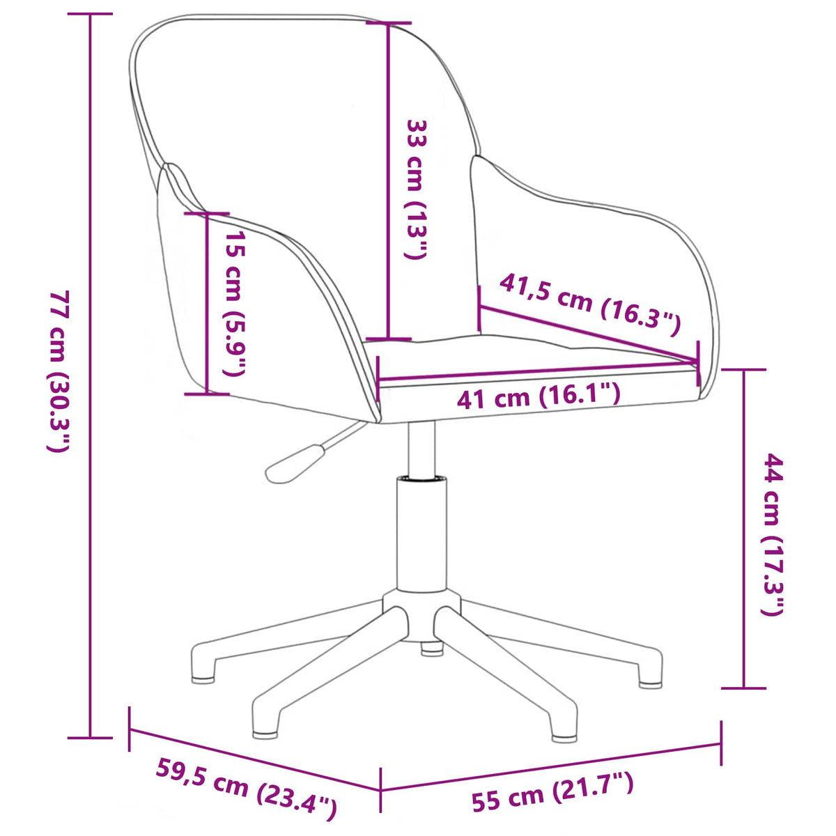 vidaXL Dining Chair 2 pcs Velvet 55 x 59.5 x 77 cm Black