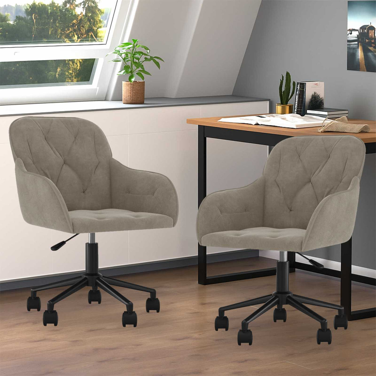 vidaXL Dining Chair 2 pcs Velvet 55 x 59.5 x 77 cm Light Grey - 68717