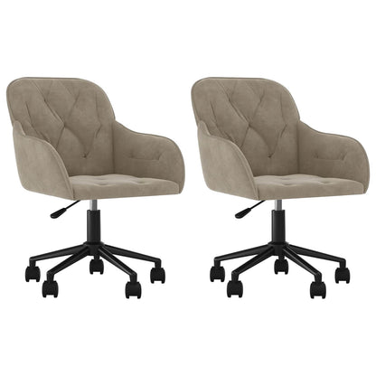 vidaXL Dining Chair 2 pcs Velvet 55 x 59.5 x 77 cm Light Grey - 68717