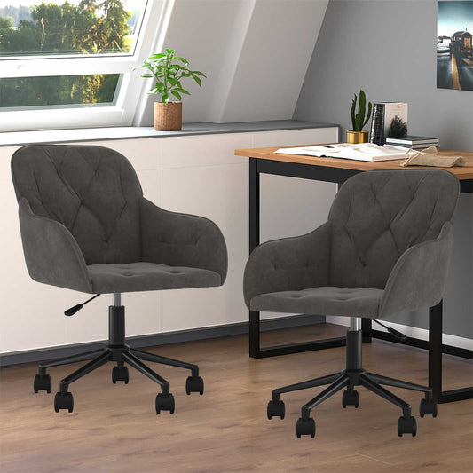 vidaXL Dining Chair 2 pcs Velvet 55 x 59.5 x 77 cm Dark Grey - 68718