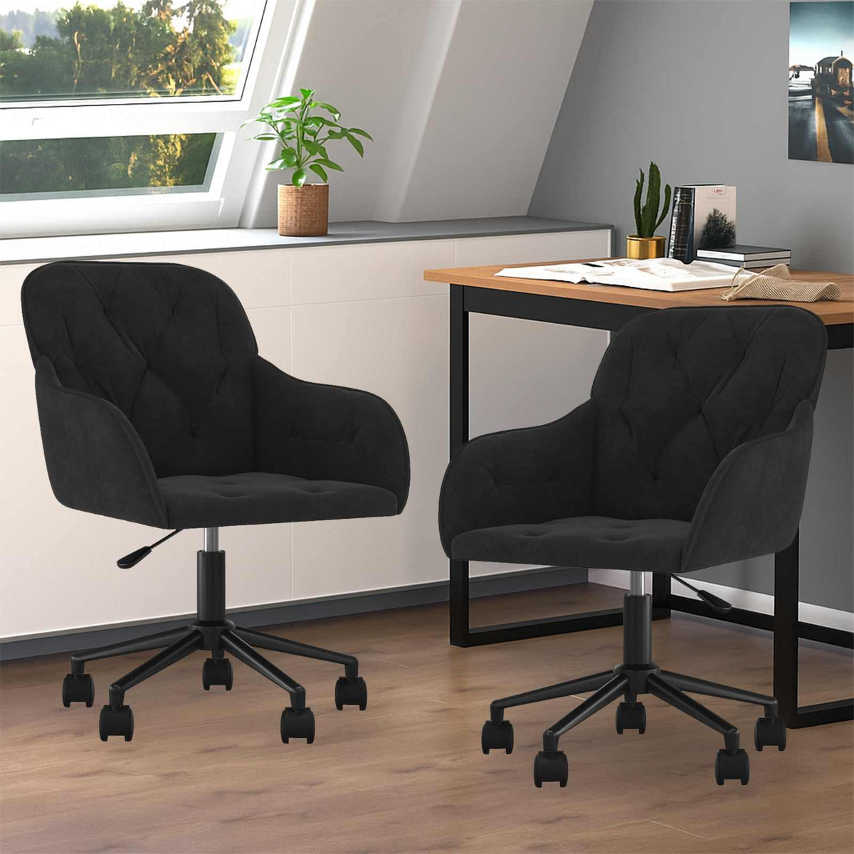 vidaXL Dining Chair 2 pcs Velvet 55 x 59.5 x 77 cm Black - 68719