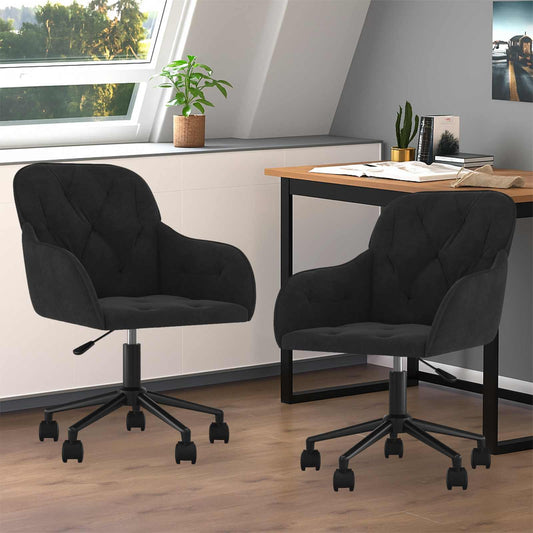 vidaXL Dining Chair 2 pcs Velvet 55 x 59.5 x 77 cm Black - 68719