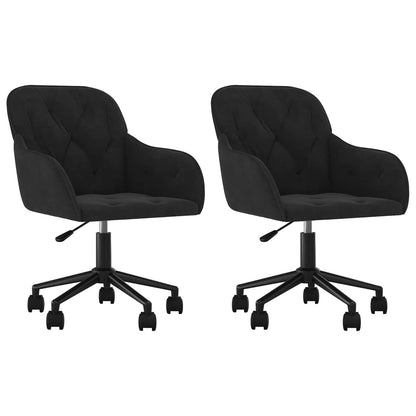 vidaXL Dining Chair 2 pcs Velvet 55 x 59.5 x 77 cm Black - 68719