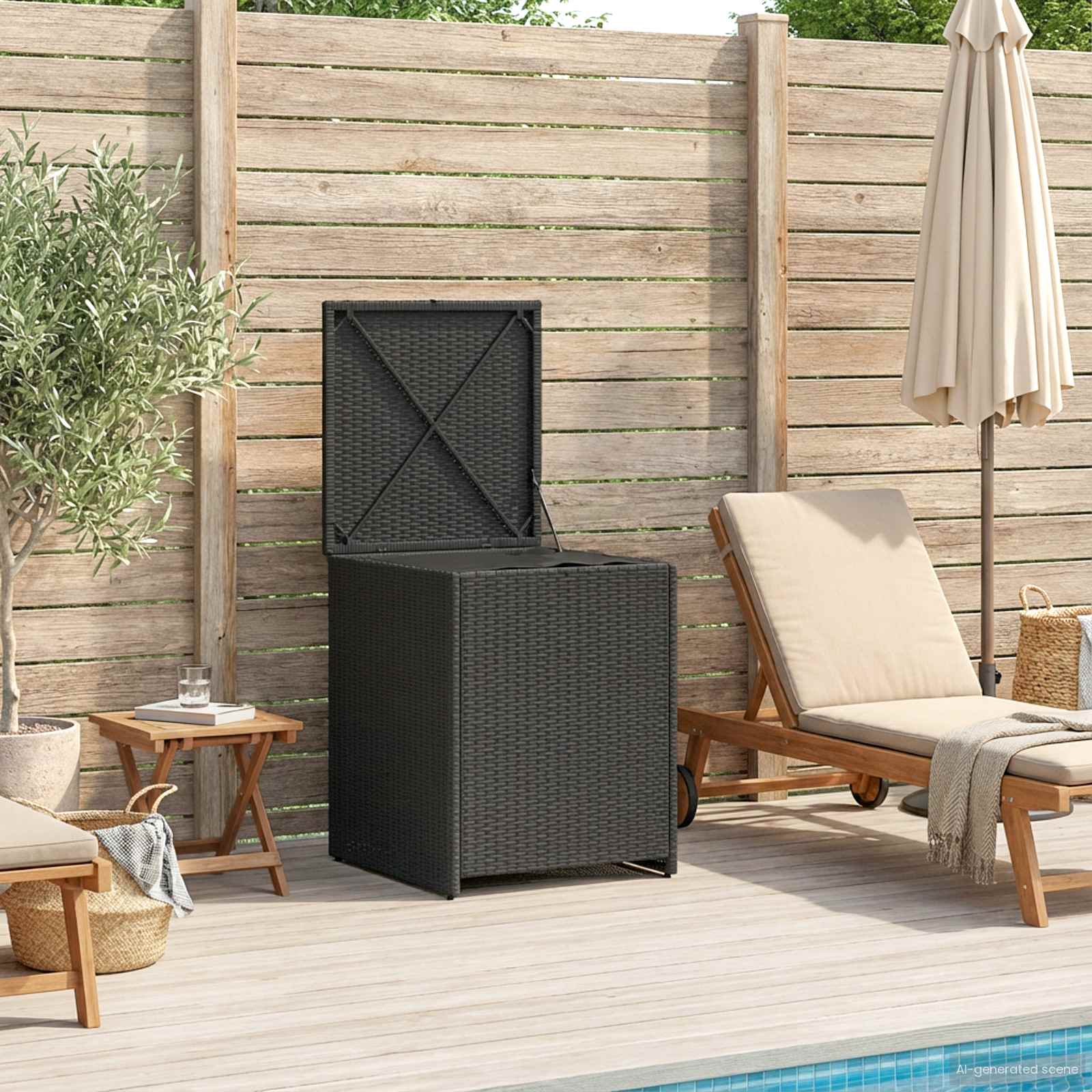 vidaXL Cushion Box 55 x 55 x 69 cm steel - Black
