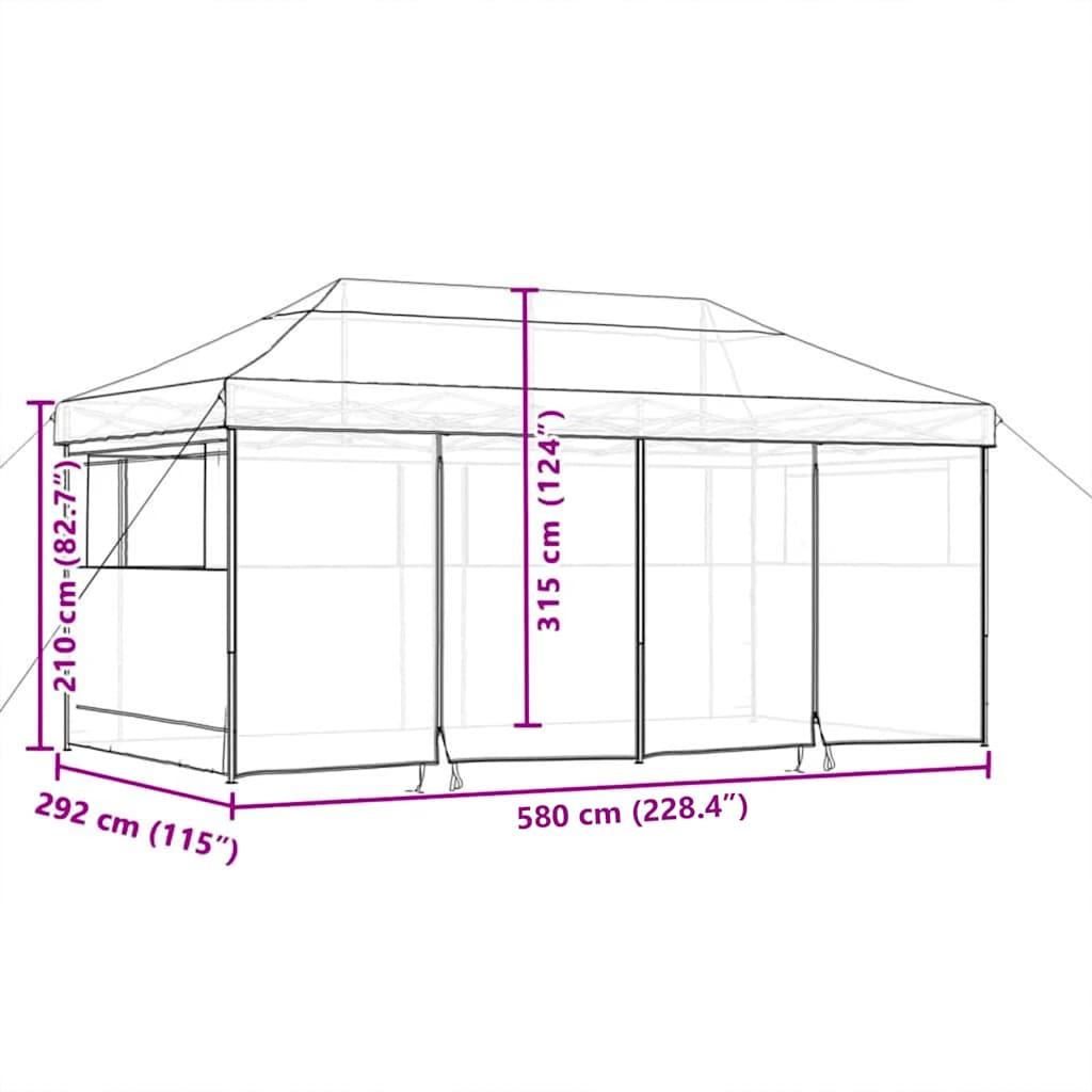 vidaXL Party Tent Pop-up 580 x 292 x 315 cm Taupe Oxford Fabric