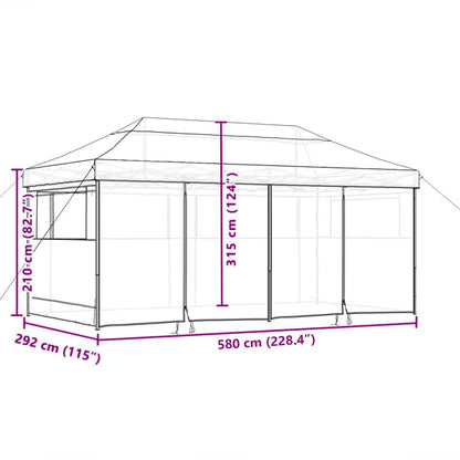 vidaXL Party Tent Pop-up 580 x 292 x 315 cm Taupe Oxford Fabric