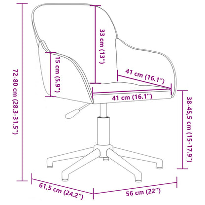 vidaXL Office Chair Dark Grey 56 x 61.5 x 72 cm Velvet