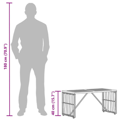 vidaXL Outdoor Table Black 80 x 40 x 40 cm Steel and Poly Rattan