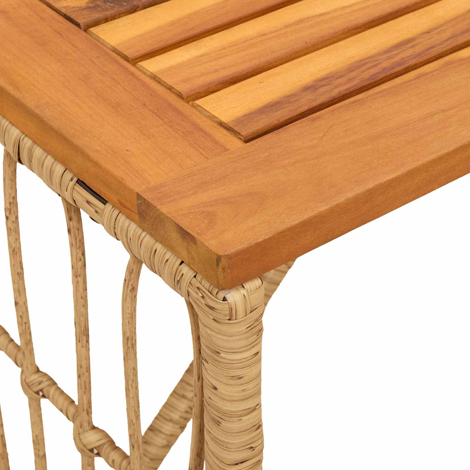 vidaXL Outdoor Table Natural 80 x 40 x 40 cm Steel and Poly Rattan - Brown