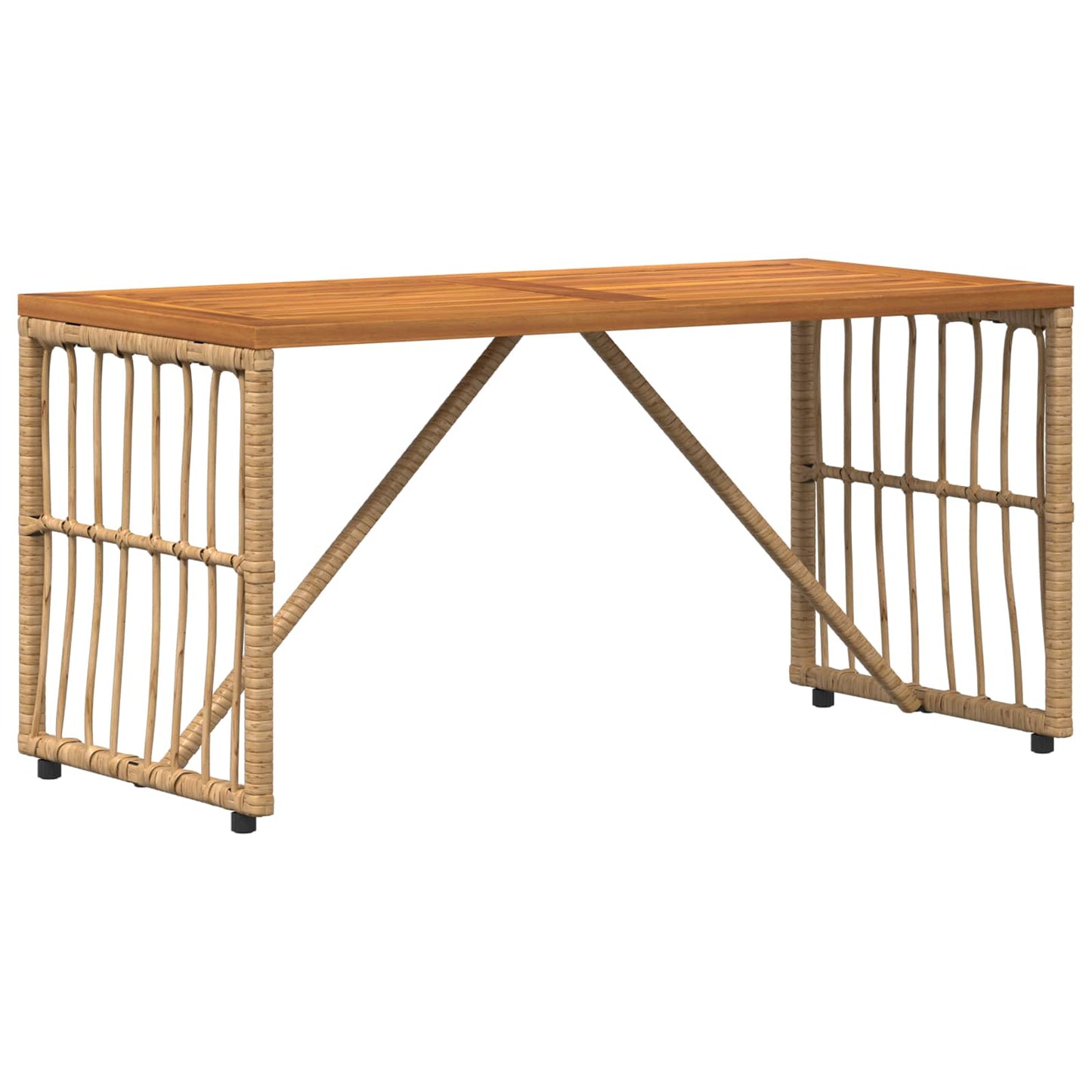 vidaXL Outdoor Table Natural 80 x 40 x 40 cm Steel and Poly Rattan - Brown