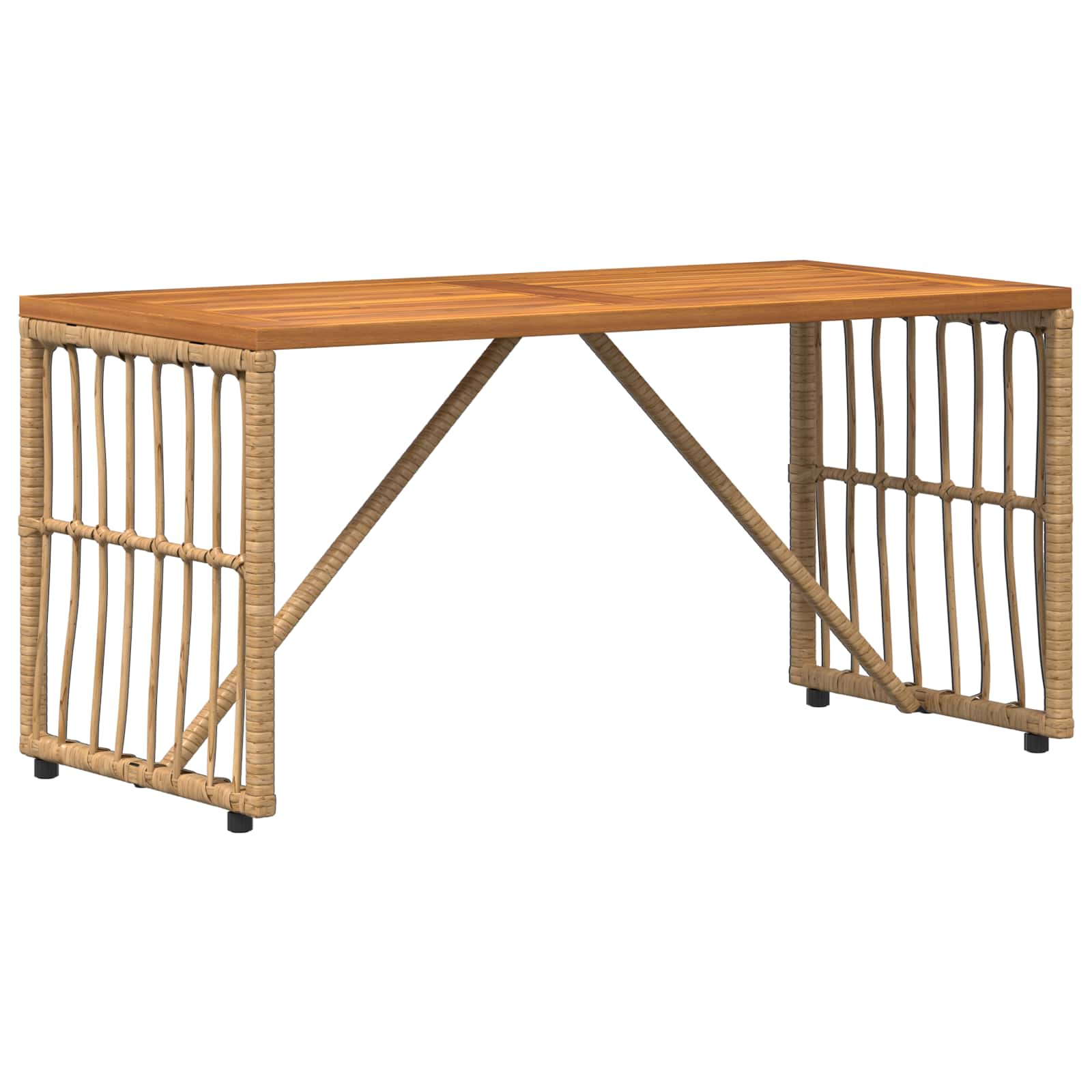 vidaXL Outdoor Table Natural 80 x 40 x 40 cm Steel and Poly Rattan - Brown