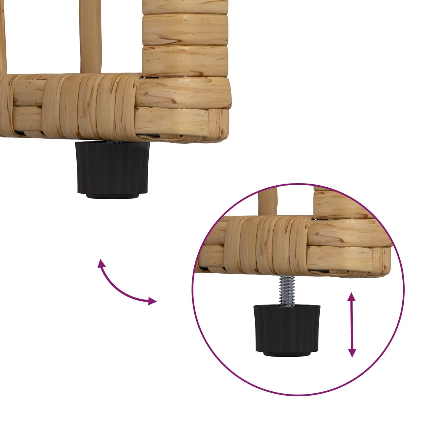 vidaXL Outdoor Table Natural 80 x 40 x 40 cm Steel and Poly Rattan - Brown