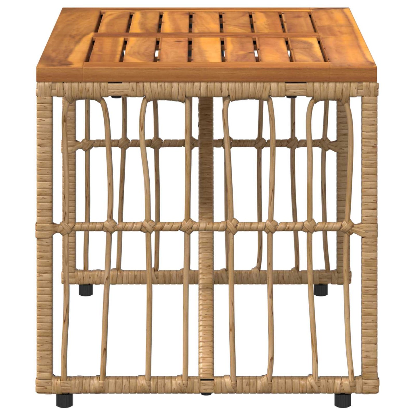 vidaXL Outdoor Table Natural 80 x 40 x 40 cm Steel and Poly Rattan - Brown