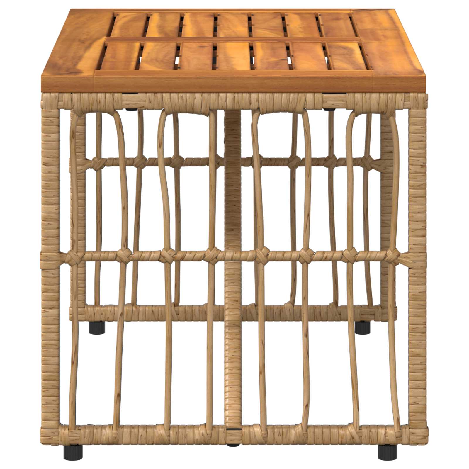 vidaXL Outdoor Table Natural 80 x 40 x 40 cm Steel and Poly Rattan - Brown