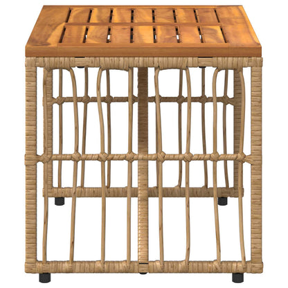 vidaXL Outdoor Table Natural 80 x 40 x 40 cm Steel and Poly Rattan - Brown
