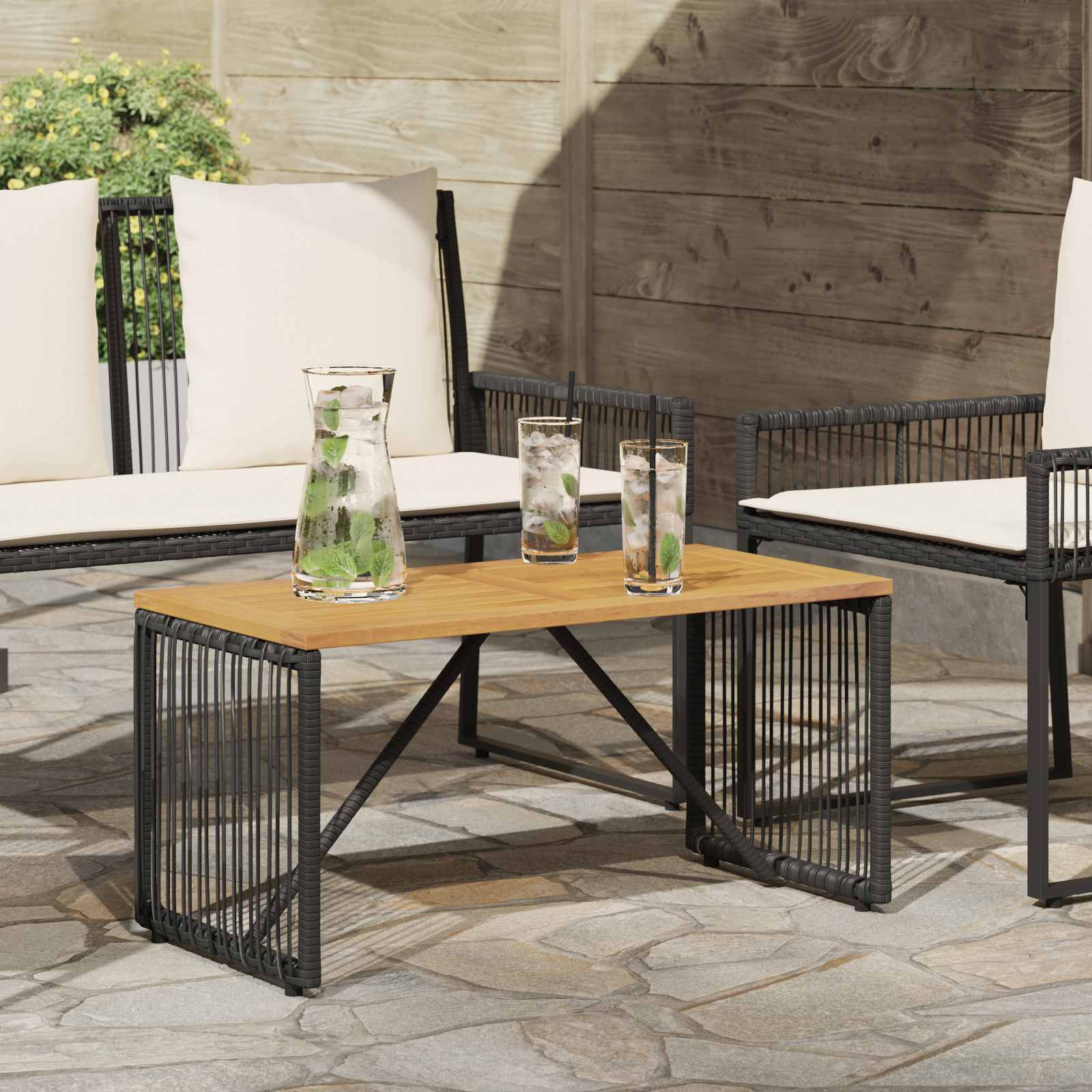 vidaXL Outdoor Table Black and Brown 80 x 40 x 40 cm Poly Rattan