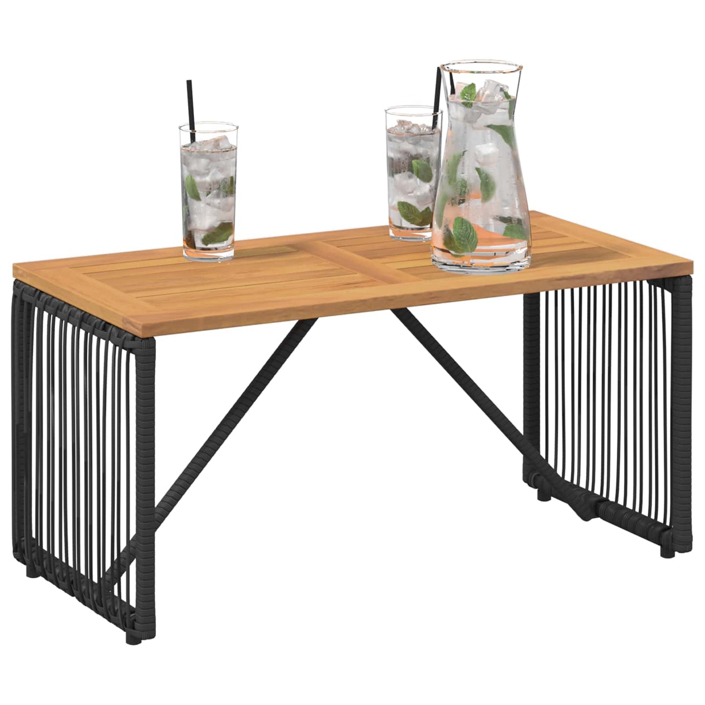 vidaXL Outdoor Table Black and Brown 80 x 40 x 40 cm Poly Rattan