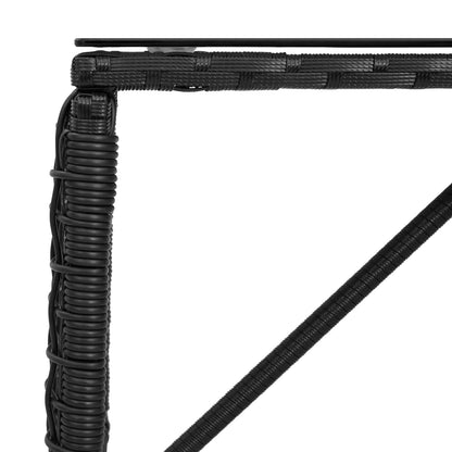 vidaXL Outdoor Table Black 80 x 40 x 40 cm PE Rattan and Glass