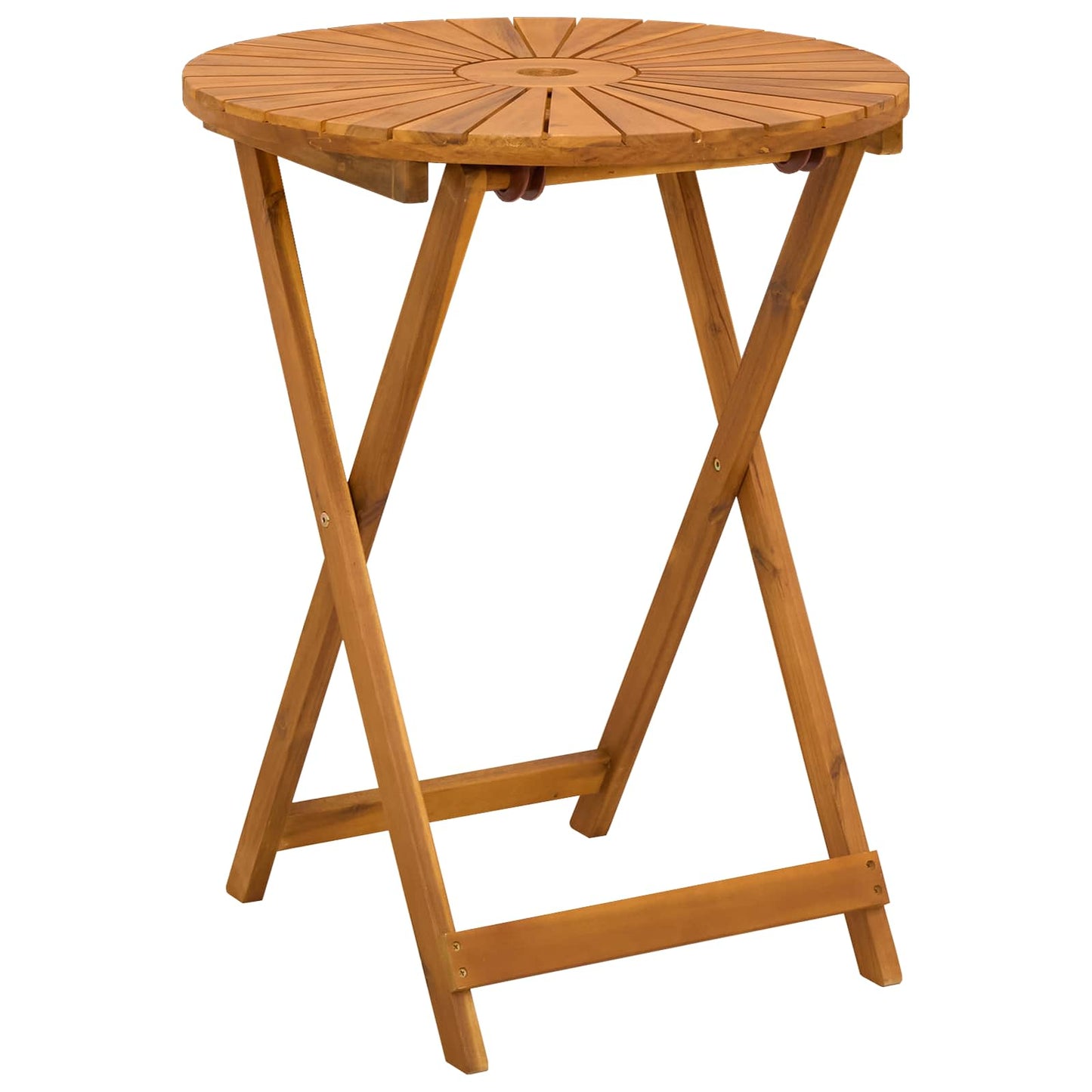 vidaXL Folding Garden Table Natural Ø60 x 75 cm Solid Acacia Wood - Brown