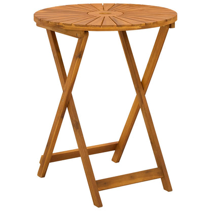 vidaXL Folding Garden Table Natural Ø60 x 75 cm Solid Acacia Wood - Brown