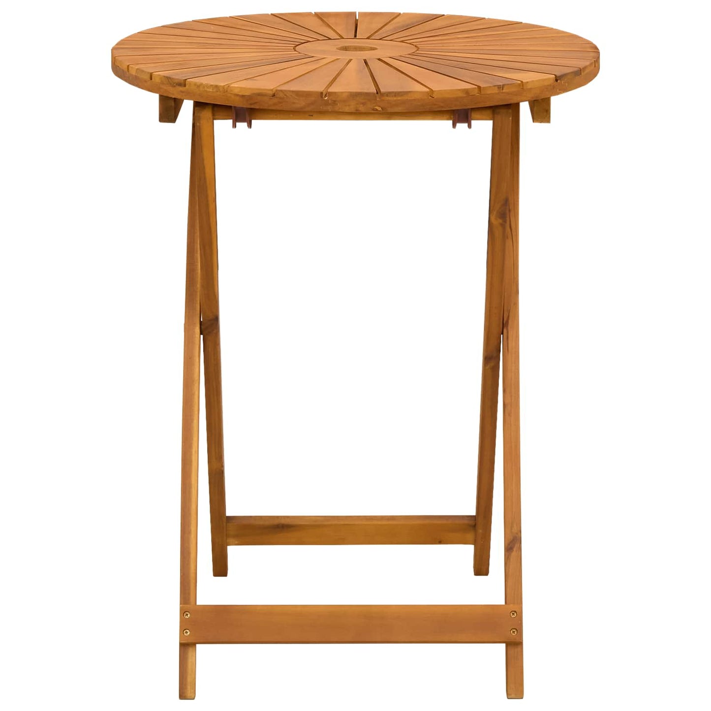 vidaXL Folding Garden Table Natural Ø60 x 75 cm Solid Acacia Wood - Brown