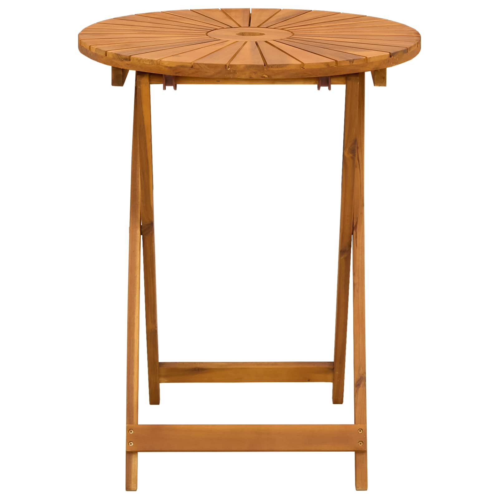 vidaXL Folding Garden Table Natural Ø60 x 75 cm Solid Acacia Wood - Brown
