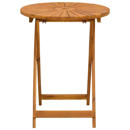 vidaXL Folding Garden Table Natural Ø60 x 75 cm Solid Acacia Wood - Brown