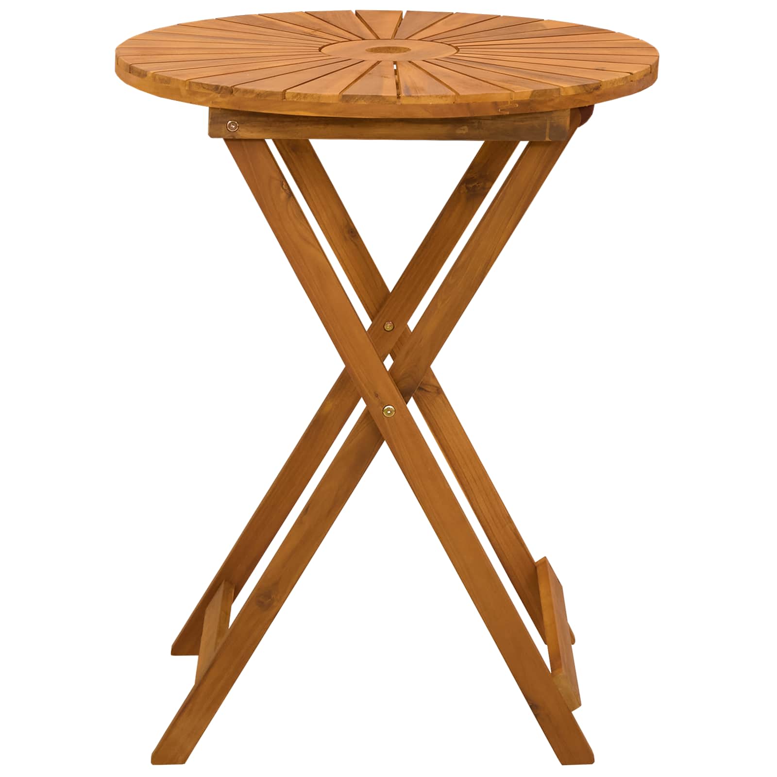 vidaXL Folding Garden Table Natural Ø60 x 75 cm Solid Acacia Wood - Brown