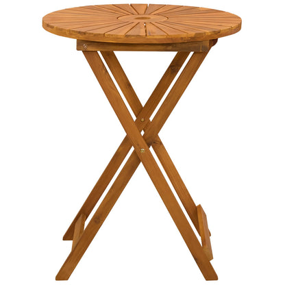 vidaXL Folding Garden Table Natural Ø60 x 75 cm Solid Acacia Wood - Brown