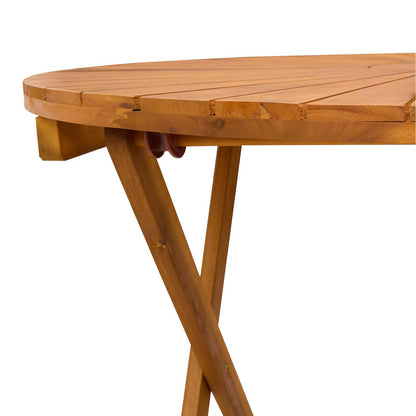 vidaXL Folding Garden Table Natural Ø70 x 75 cm Solid Acacia Wood - Brown